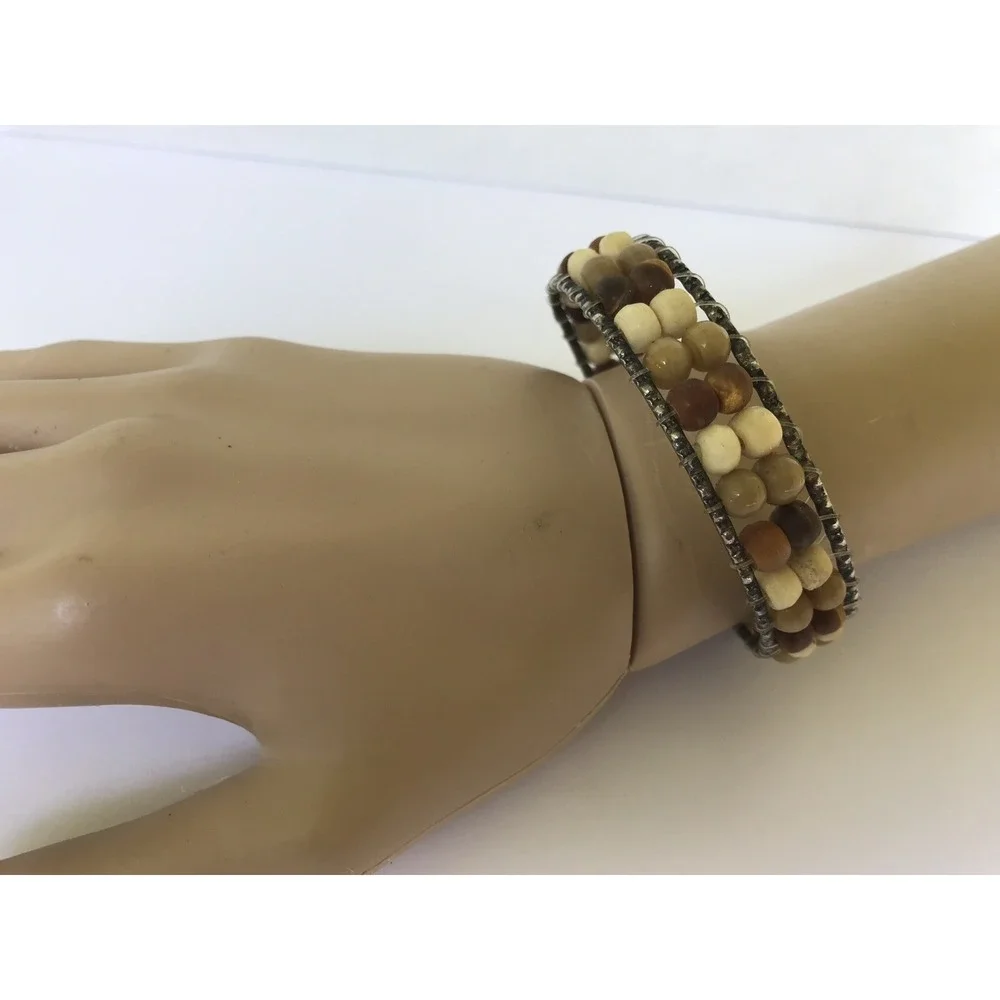 Bracelet smaller wrist bangle bracelet brown beige‎ beads beach look